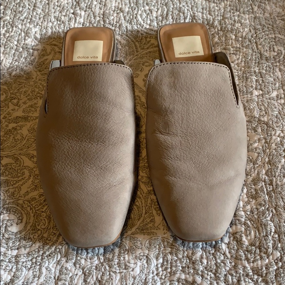Gray Suede Mules